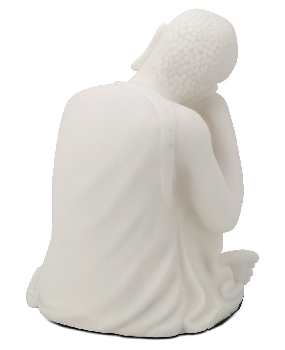 Resting Buddha Statue in Pearl White Finish, Indoor Outdoor - Sculptures & Statues