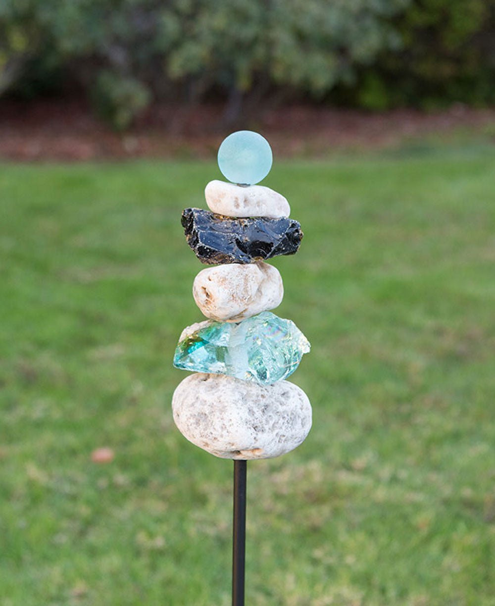 Rocky Stone Cairn Garden Stake, 4 Feet Buddha Groove