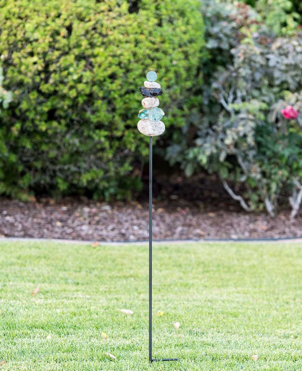 Rocky Stone Cairn Garden Stake, 4 Feet - Home