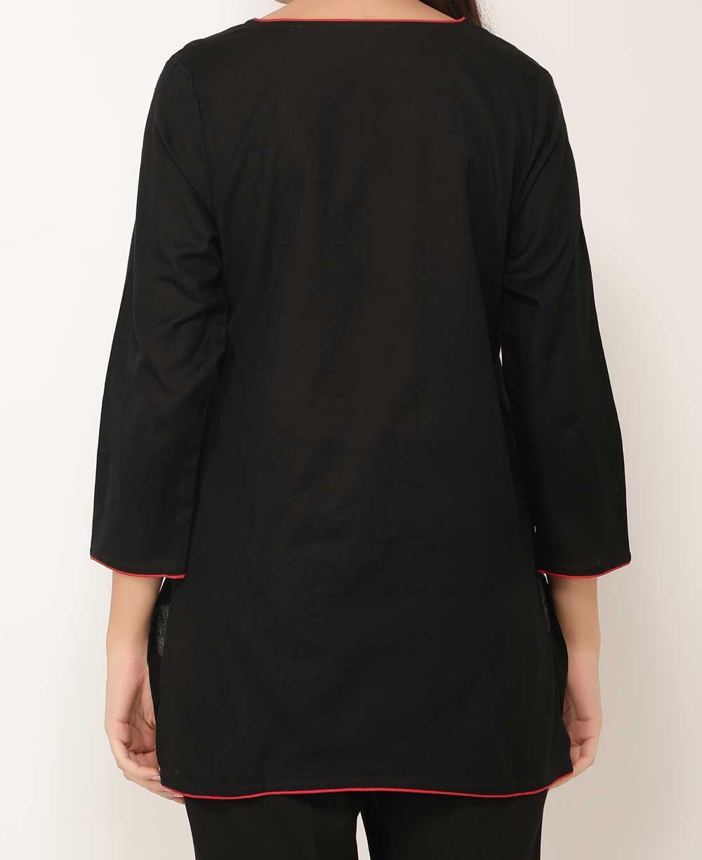 Root Chakra Black And Red Cotton Tunic Top - Shirts & Tops S