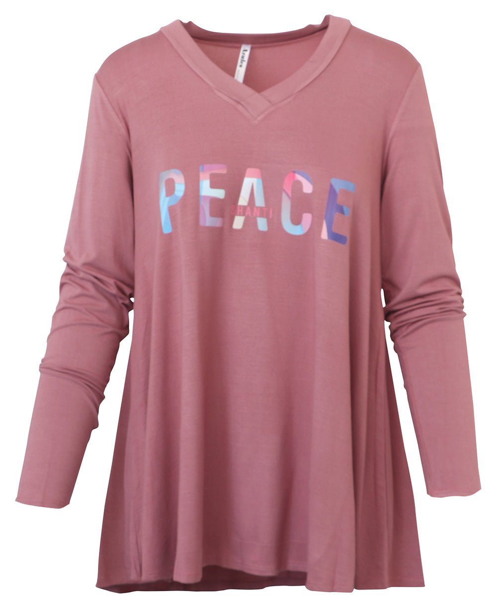 Rose Tunic Top with Peace, Shanti Inspirational Design - Shirts & Tops S