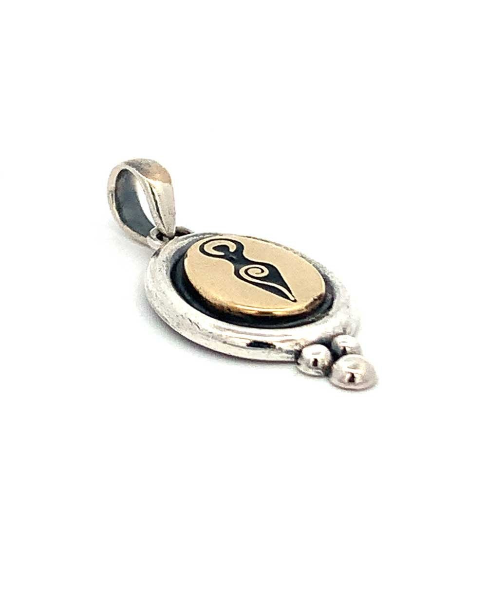 Sacred Feminine Goddess Pendant in Sterling Silver and Brass - Pendants