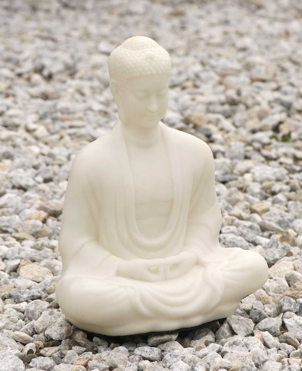 Serene Buddha Statue in Pearl White Finish - Sculptures & Statues