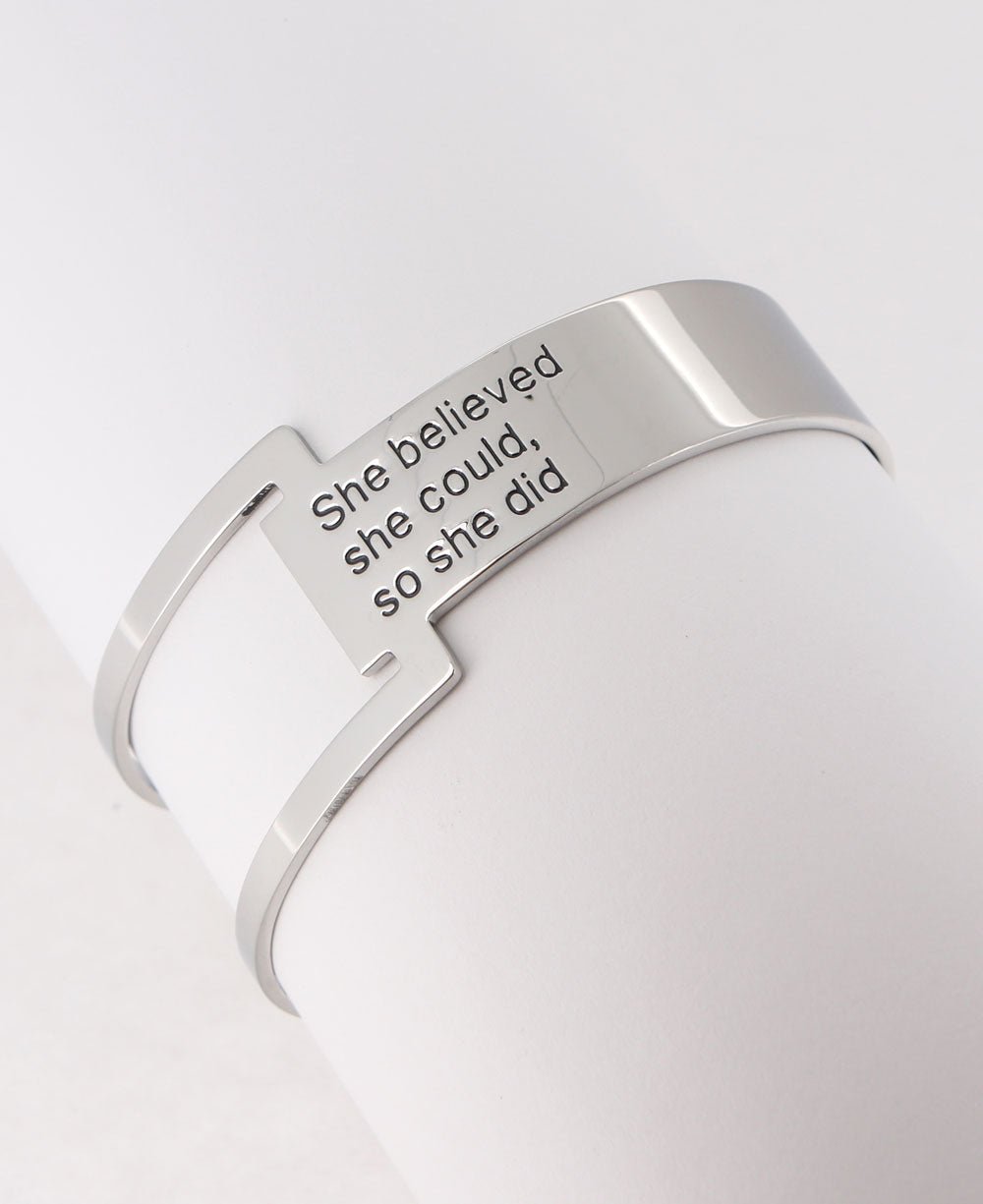 She Believed She Could So She Did, Geometric Cuff Bracelet - Bracelets