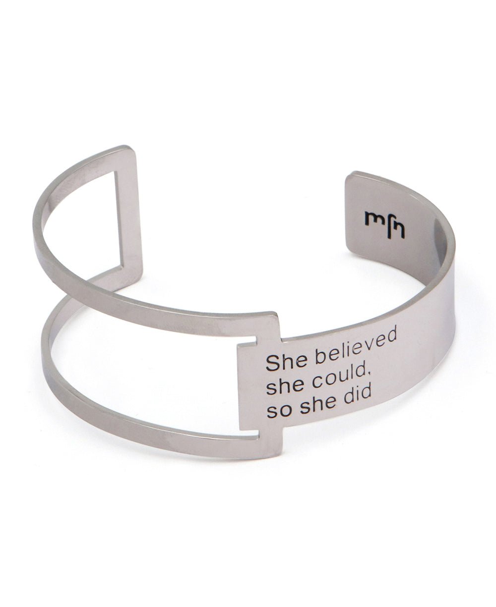 She Believed She Could So She Did, Geometric Cuff Bracelet - Bracelets