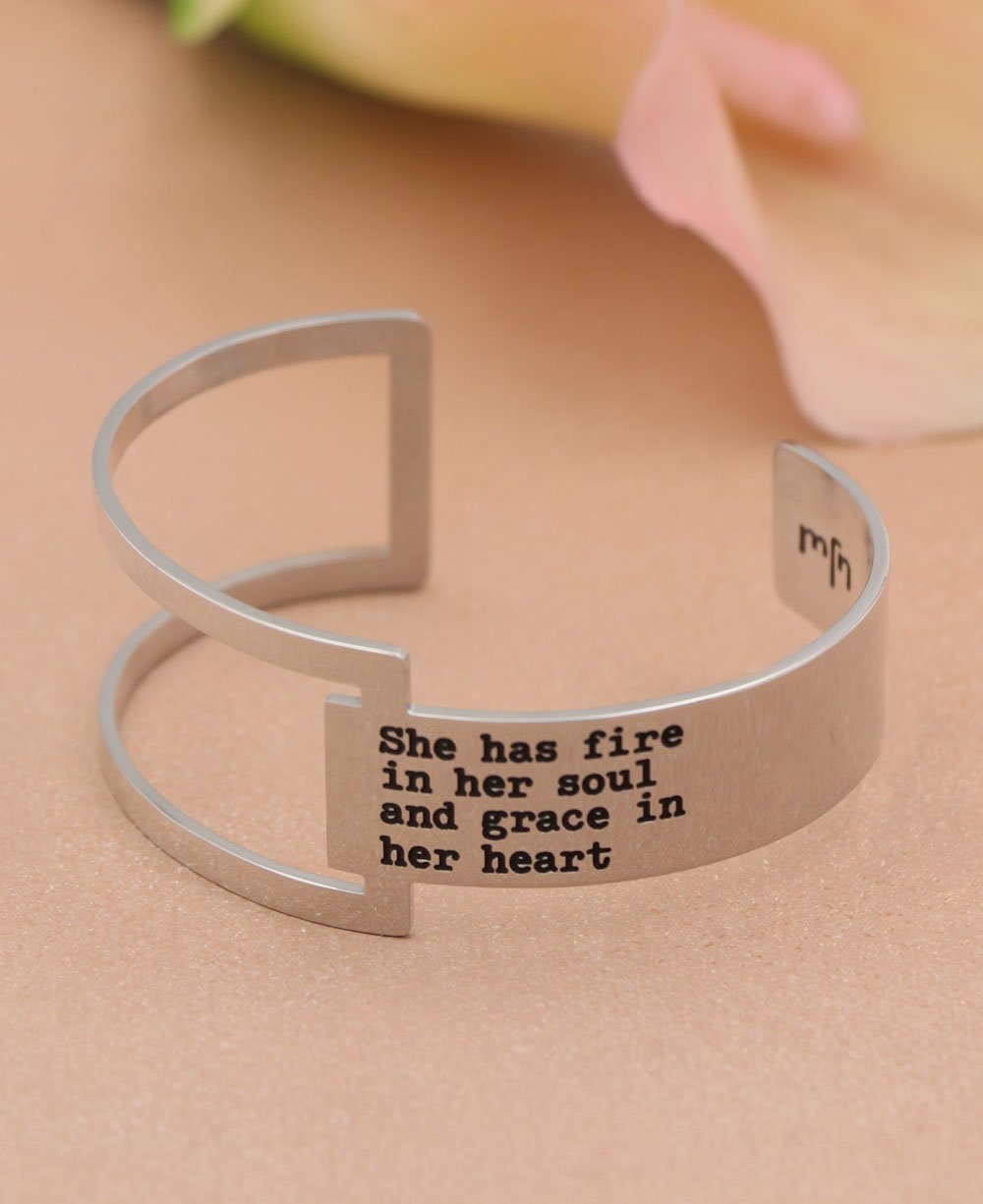 She Has Fire in Her Soul Geometric Cuff Bracelet, Stainless Steel - Bracelets