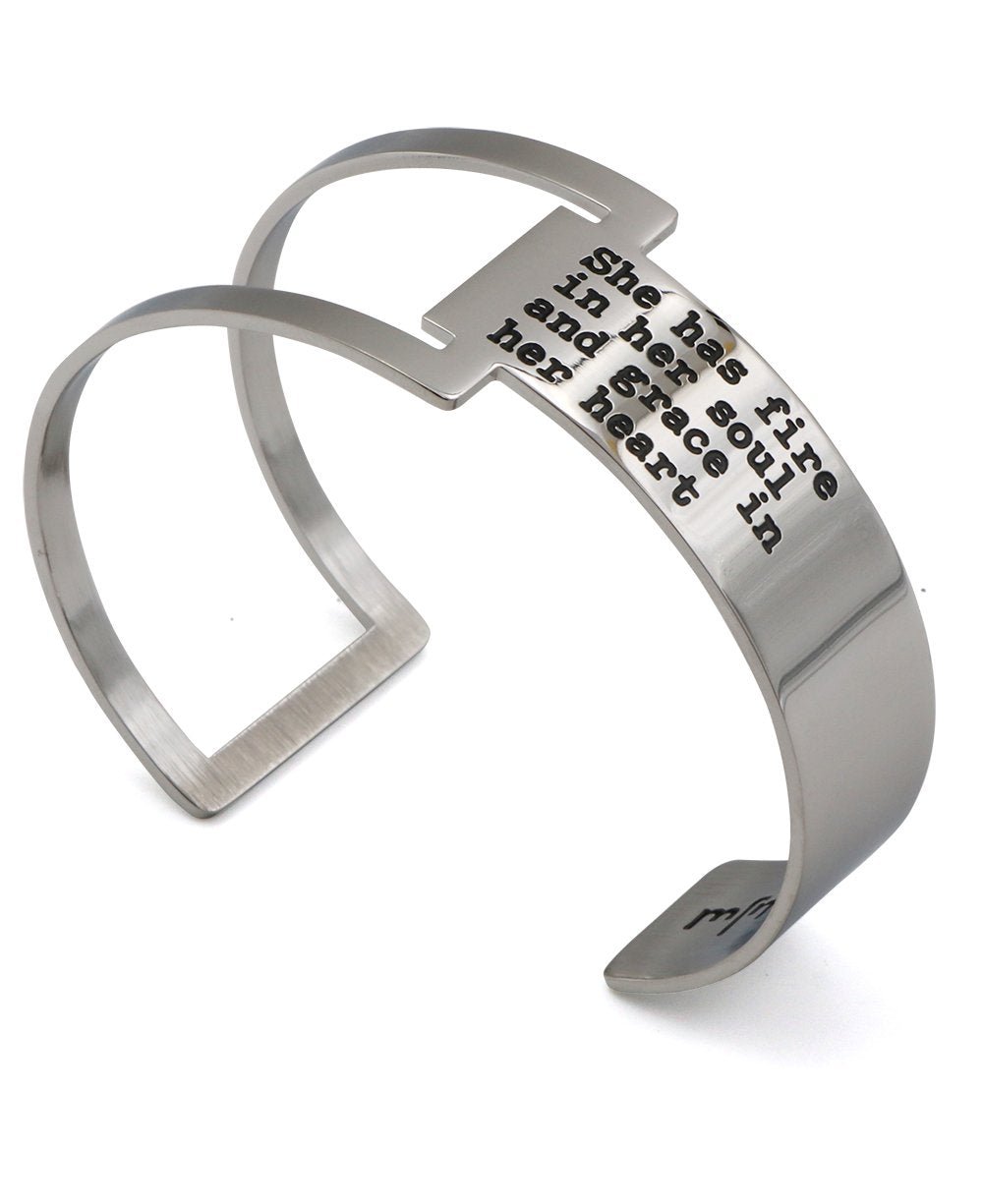 She Has Fire in Her Soul Geometric Cuff Bracelet, Stainless Steel - Bracelets