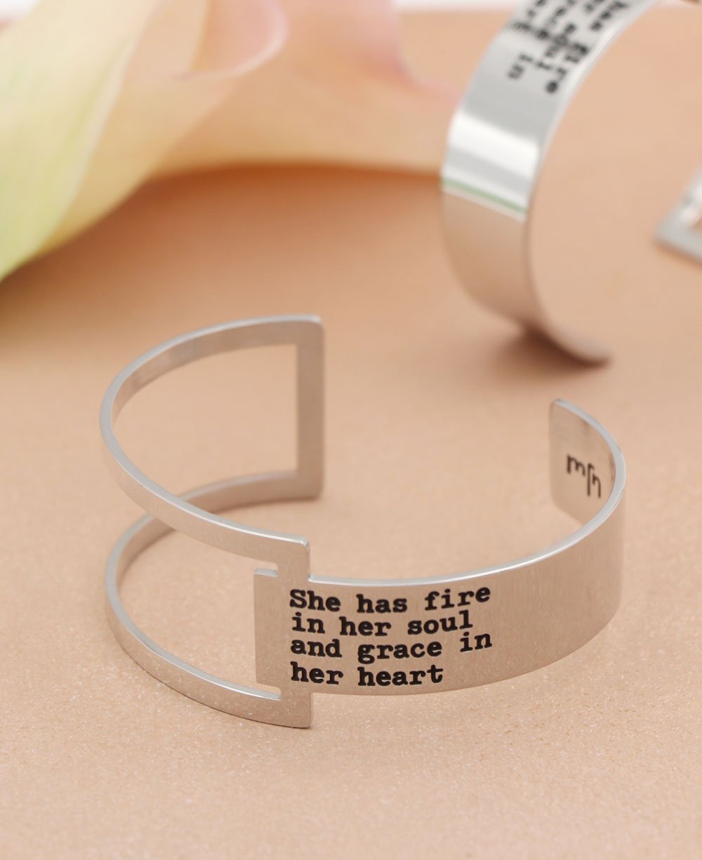 She Has Fire in Her Soul Geometric Cuff Bracelet, Stainless Steel - Bracelets