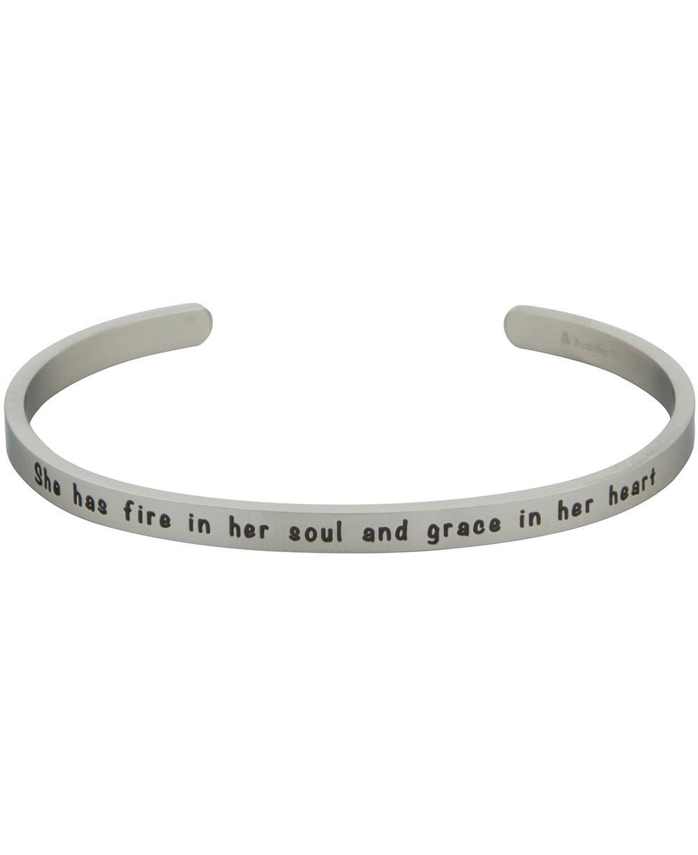 She Has Fire in Her Soul Inspirational Women's Cuff - Bracelets Silver
