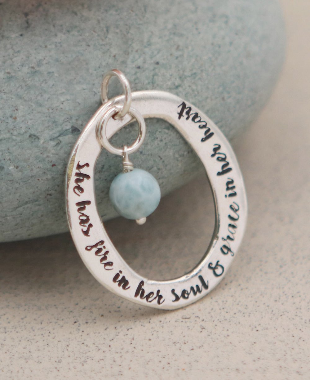 She Has Fire In Her Soul Larimar Pendant - Charms & Pendants