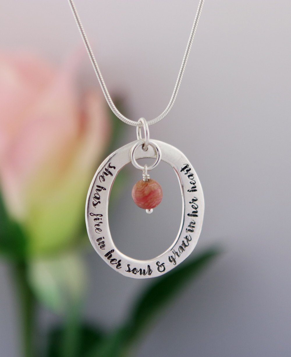She Has Fire In Her Soul Rhodochrosite Pendant - Charms & Pendants