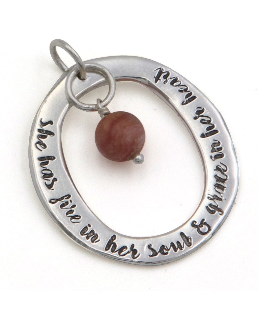 She Has Fire In Her Soul Rhodochrosite Pendant - Charms & Pendants