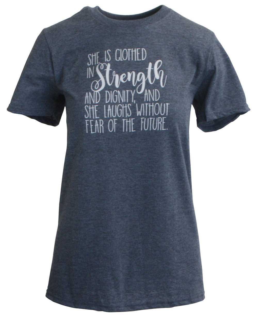 She is Clothed with Strength and Dignity Women’s T-Shirt - Inspirational Apparel S