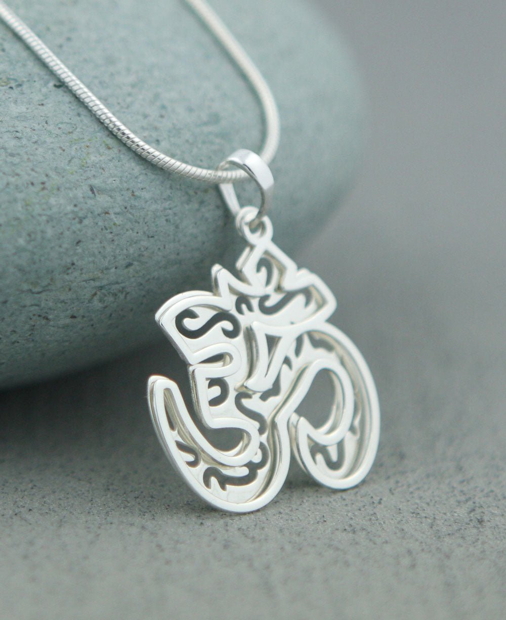 Silver Om Pendant in Layered Style - Charms & Pendants