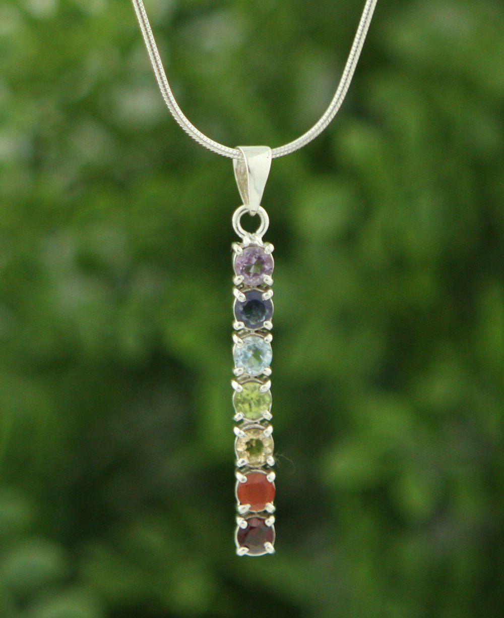 Simple Gemstones Sterling Silver Chakra Pendant - Charms & Pendants