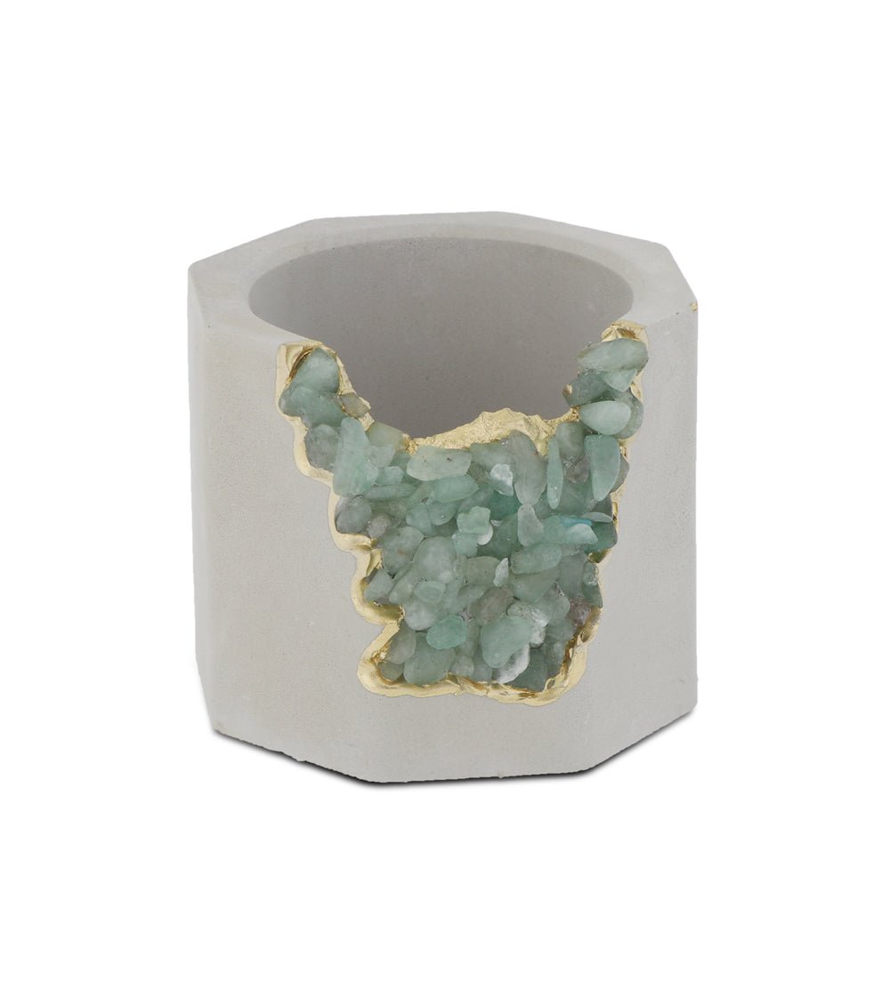 Small Gemstone and Concrete Air Plant or Tea-light Candle Holder - Pots & Planters Aventurine
