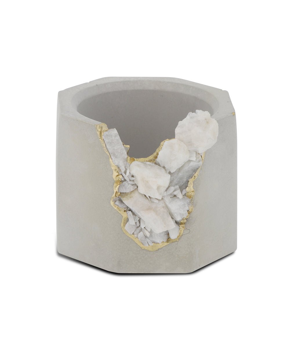 Small Gemstone and Concrete Air Plant or Tea-light Candle Holder - Pots & Planters Moonstone
