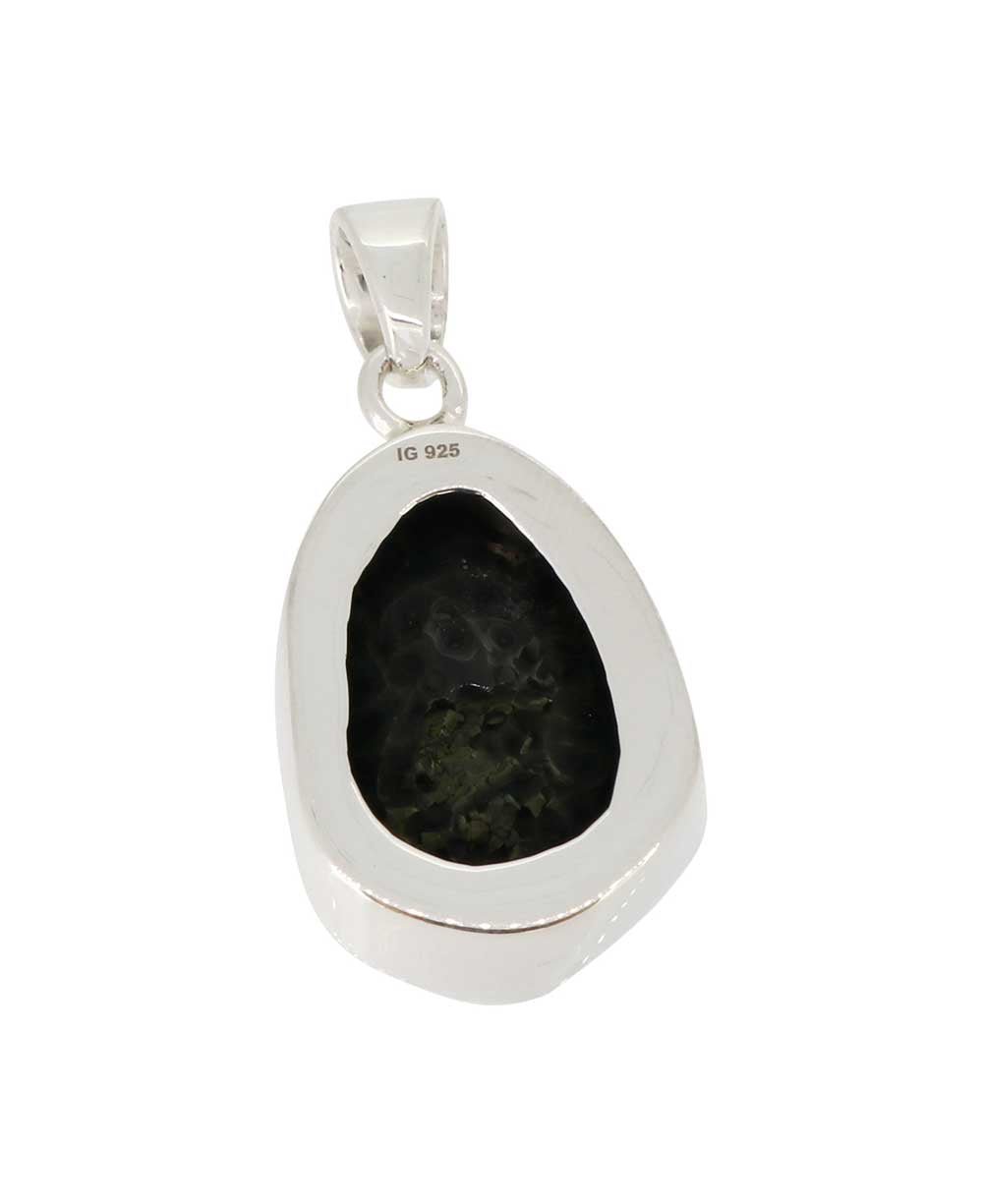 Sterling Silver Agate Druzy Pendant - Unique Fluid Oval Shape - Charms & Pendants