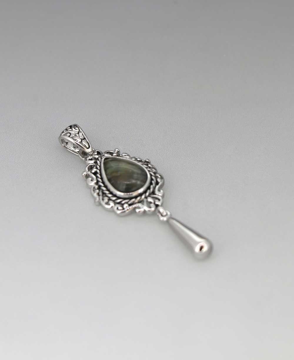 Sterling Silver and Labradorite Teardrop Pendant - Charms & Pendants