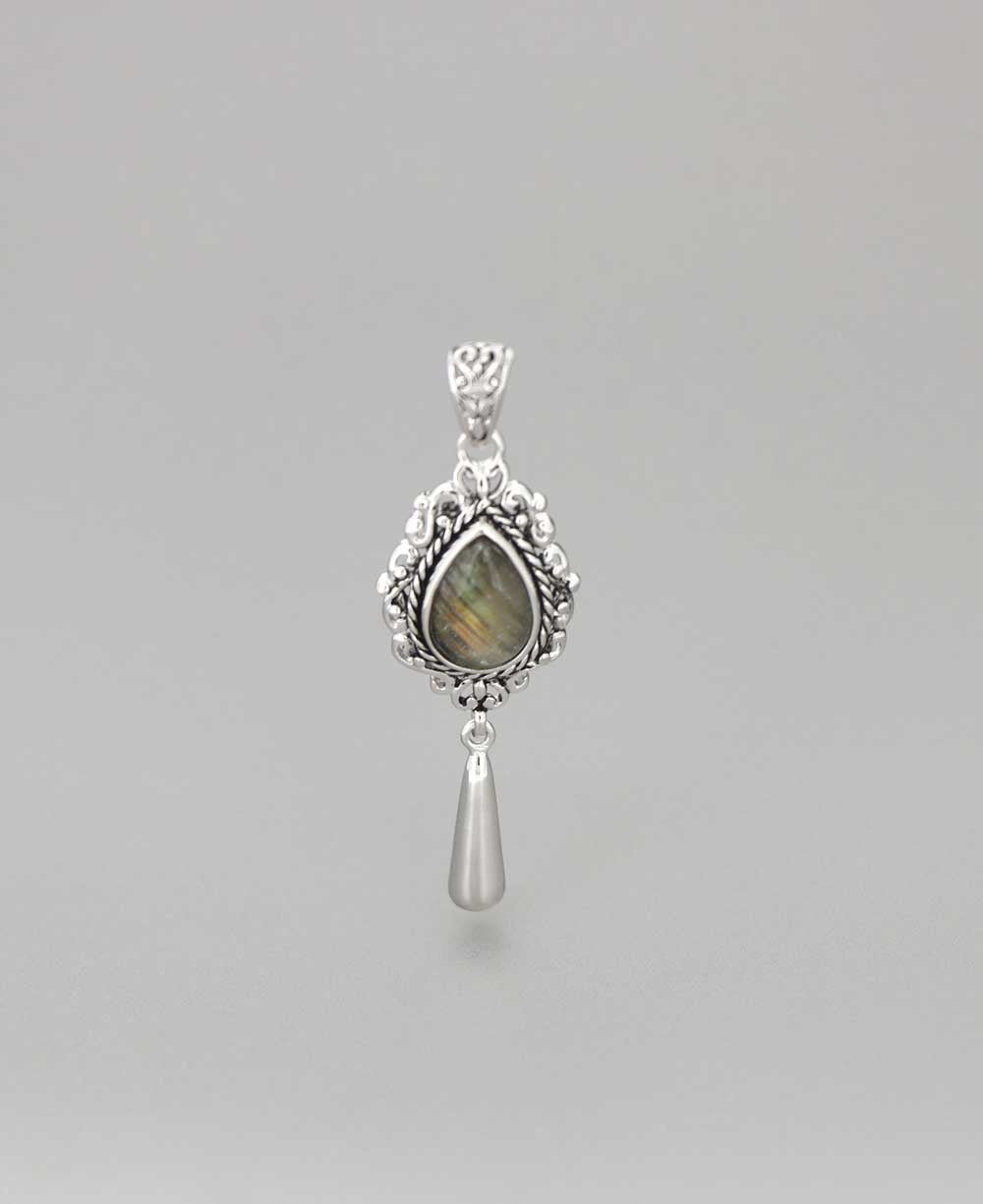 Sterling Silver and Labradorite Teardrop Pendant - Charms & Pendants
