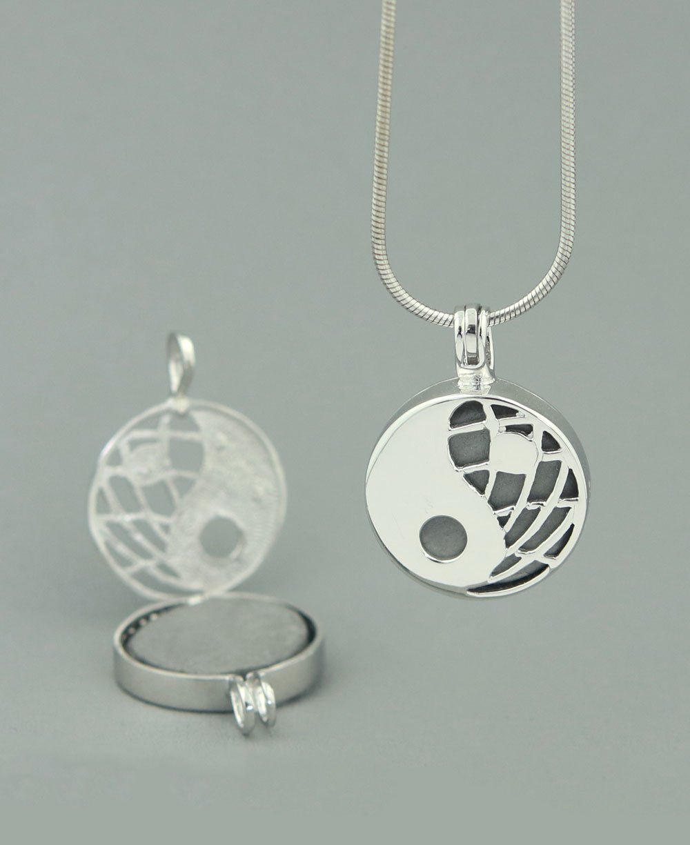 Sterling Silver Balancing Yin Yang Locket Pendant - Charms & Pendants