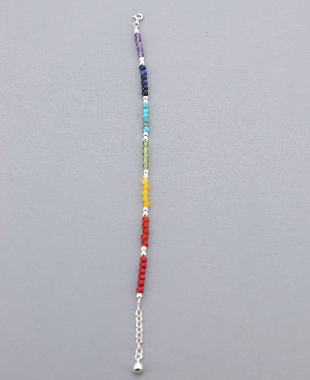 Sterling Silver Beaded Chakra Bracelet - Bracelets - -