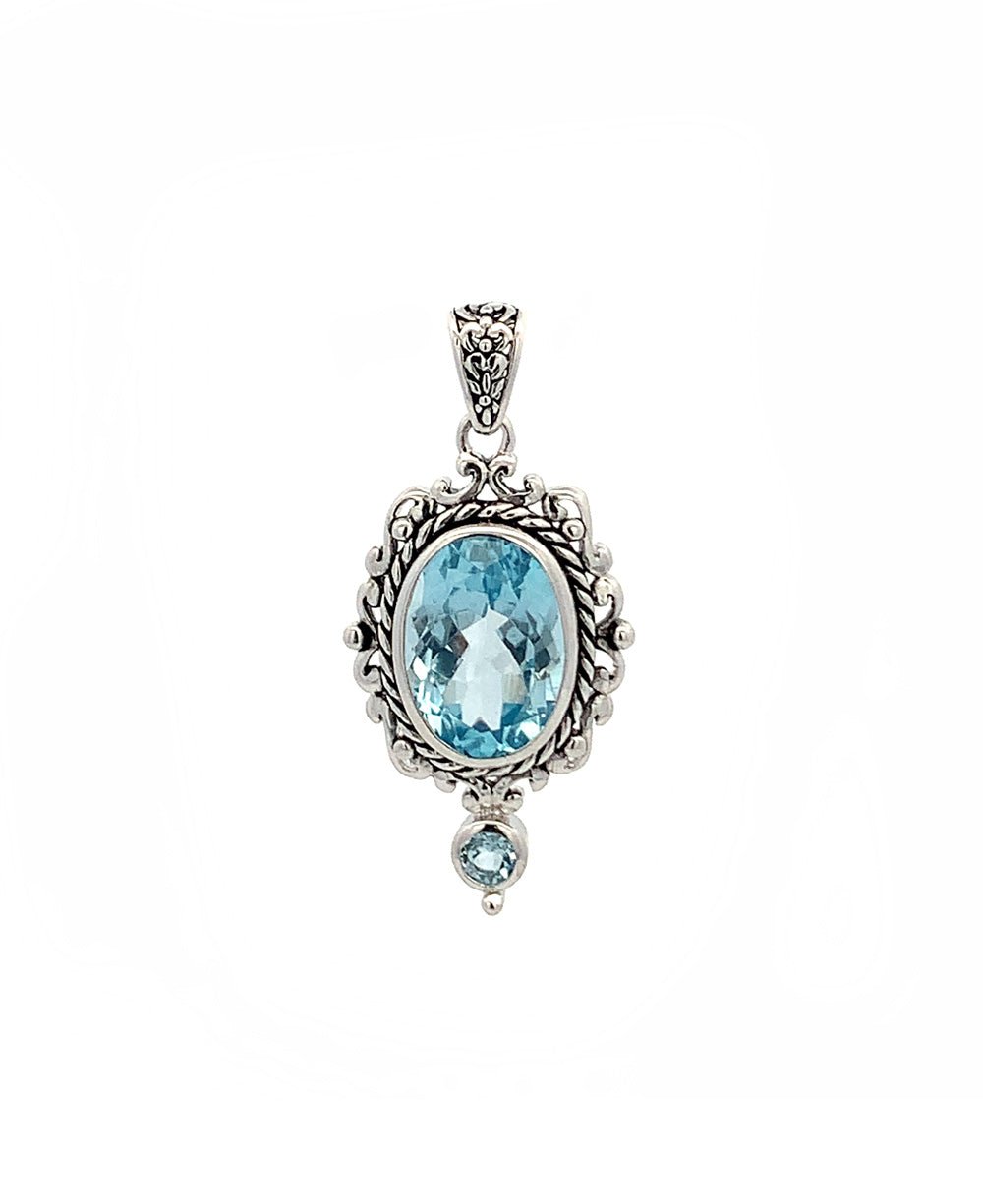 Sterling Silver Blue Topaz Pendant - Charms & Pendants