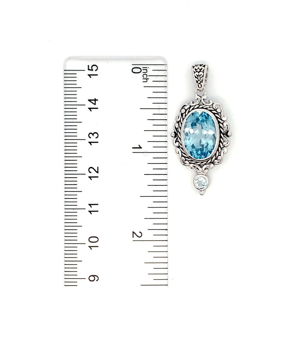 Sterling Silver Blue Topaz Pendant - Charms & Pendants