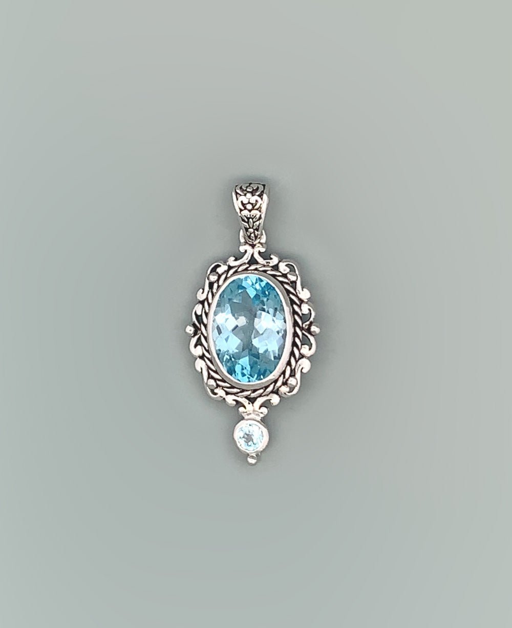 Sterling Silver Blue Topaz Pendant - Charms & Pendants