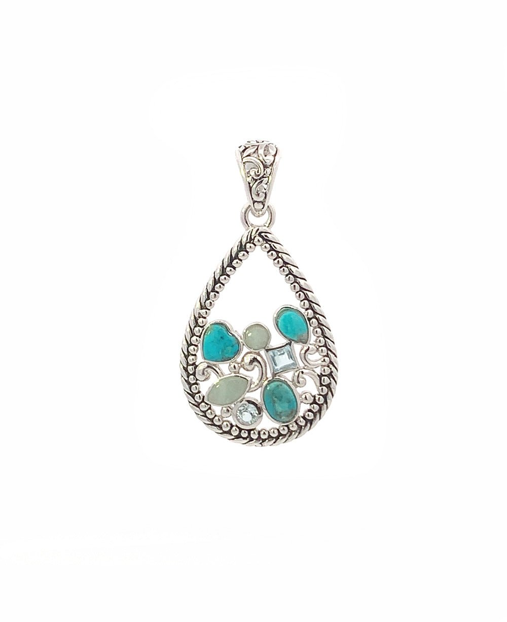 Sterling Silver Calming Blue Gemstone Pendant - Charms & Pendants