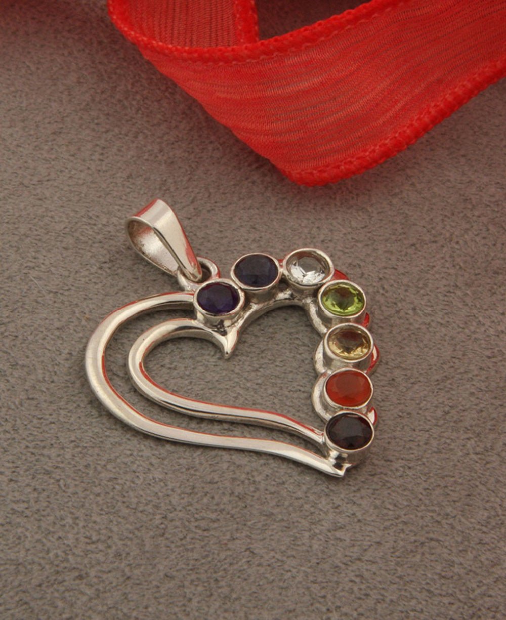 Sterling Silver Chakra Heart Pendant - Charms & Pendants - -