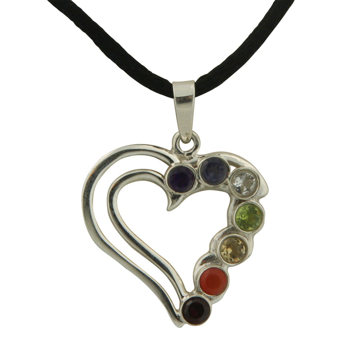 Sterling Silver Chakra Heart Pendant - Charms & Pendants - -