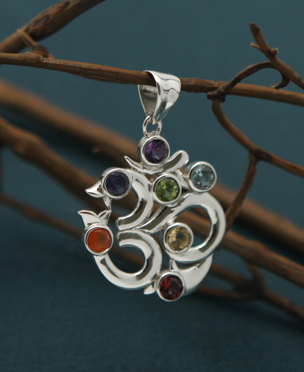 Sterling Silver Chakra Om Pendant by Buddha Groove - Charms & Pendants - -