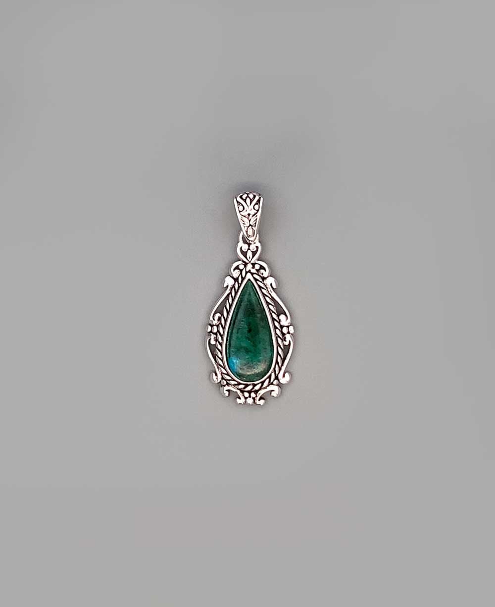Sterling Silver Chrysocolla Pendant - Charms & Pendants - -