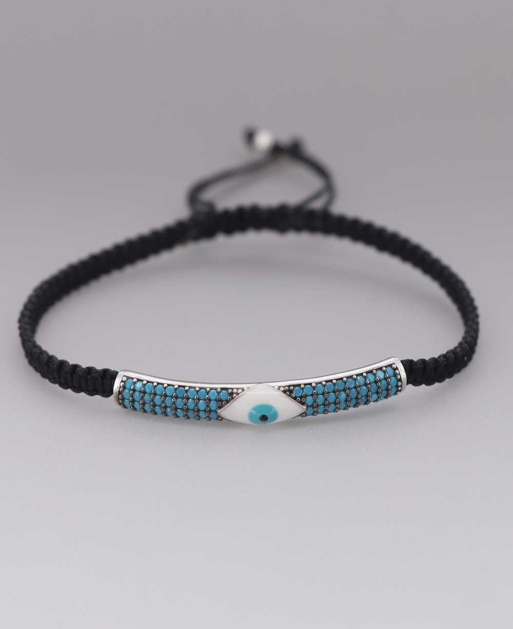 Sterling Silver Evil Eye Bracelet, Stretch or Adjustable - Bracelets Adjustable