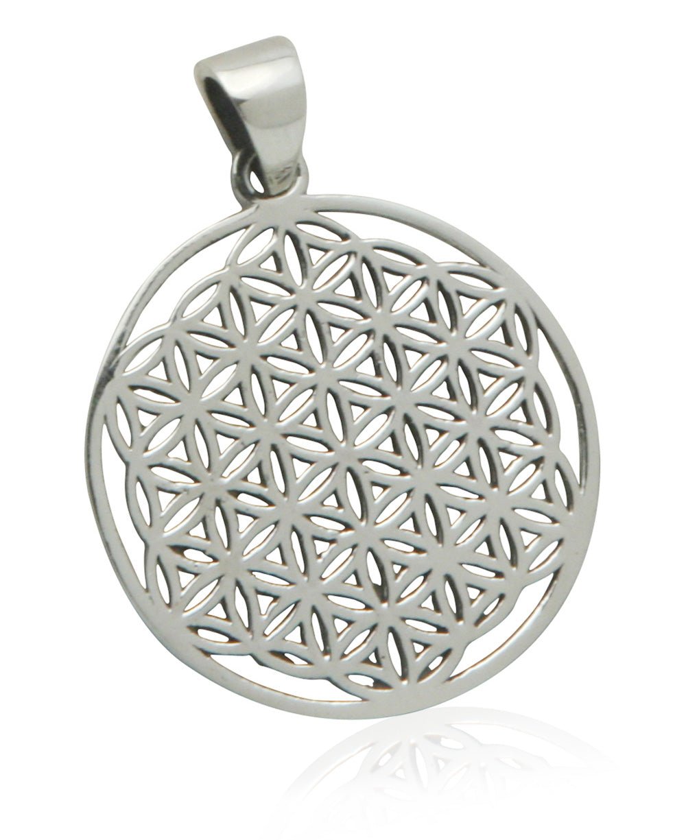 Sterling Silver Flower of Life Symbol Pendant - -