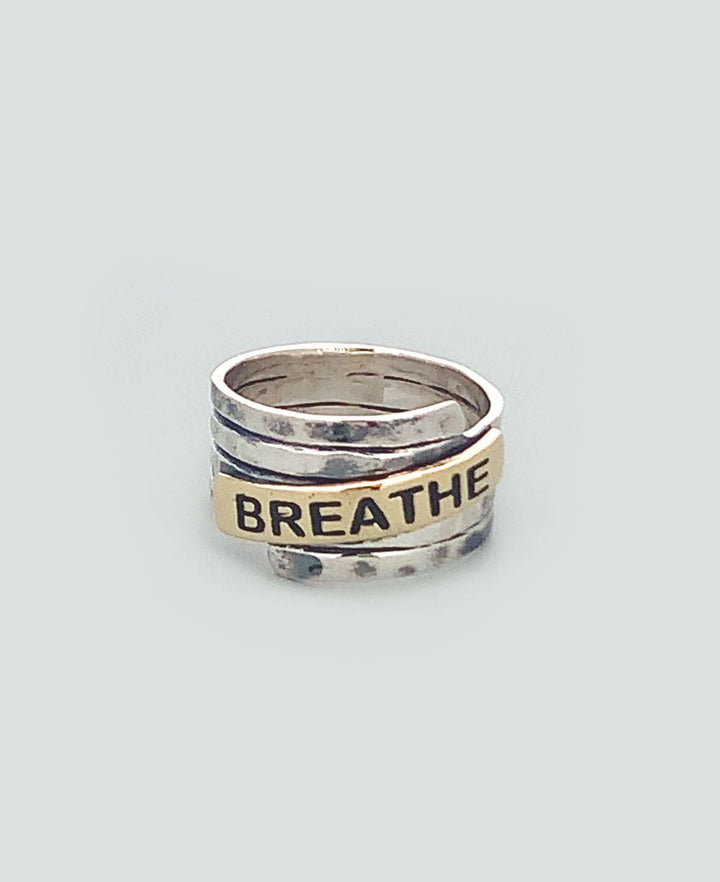 Sterling Silver Hammered Finish Breathe Ring - Rings - Size 6 -