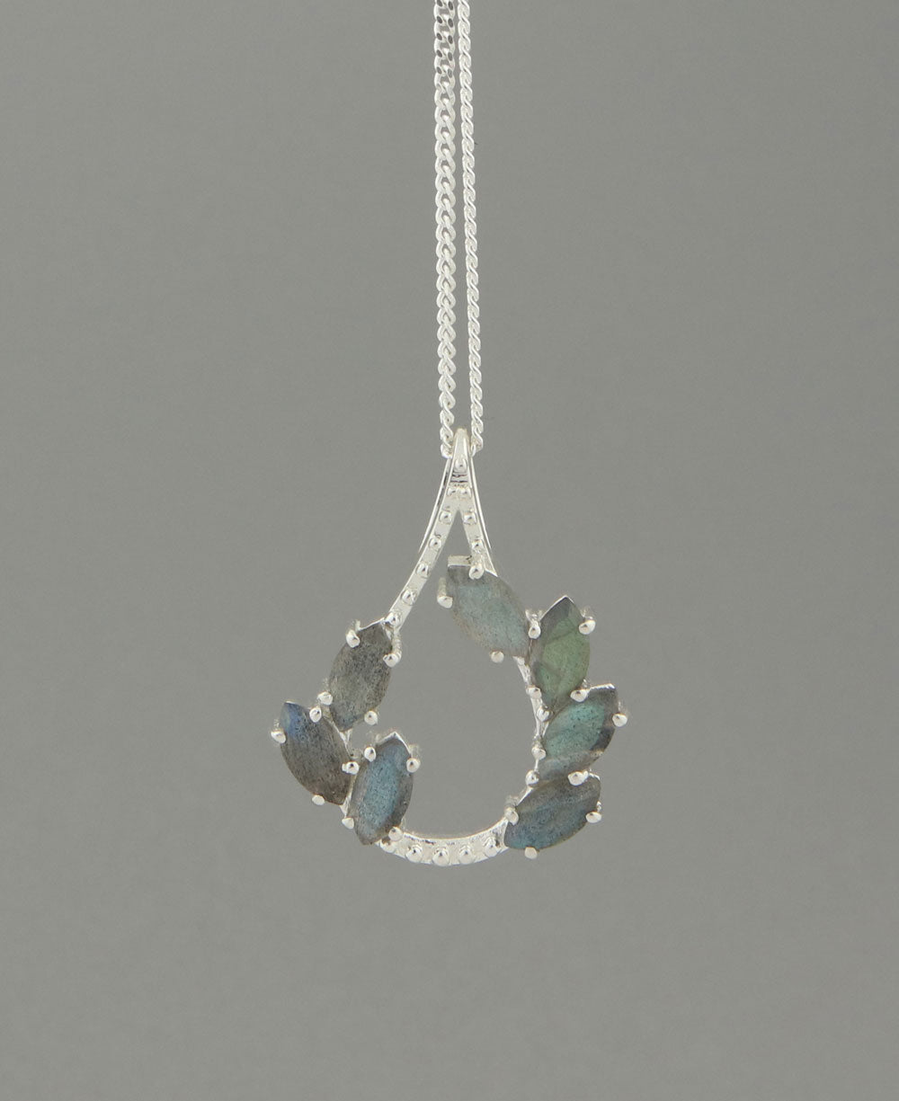 Sterling Silver Labradorite Gemstone Vine Pendant - Charms & Pendants