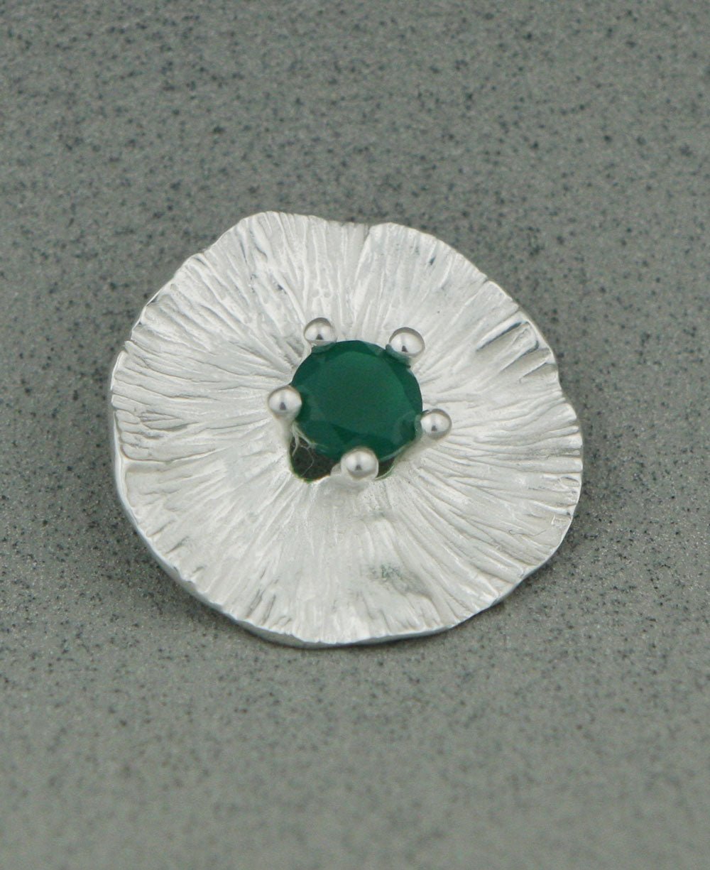 Sterling Silver Lotus Pad Pendant with Green Onyx - Charms & Pendants