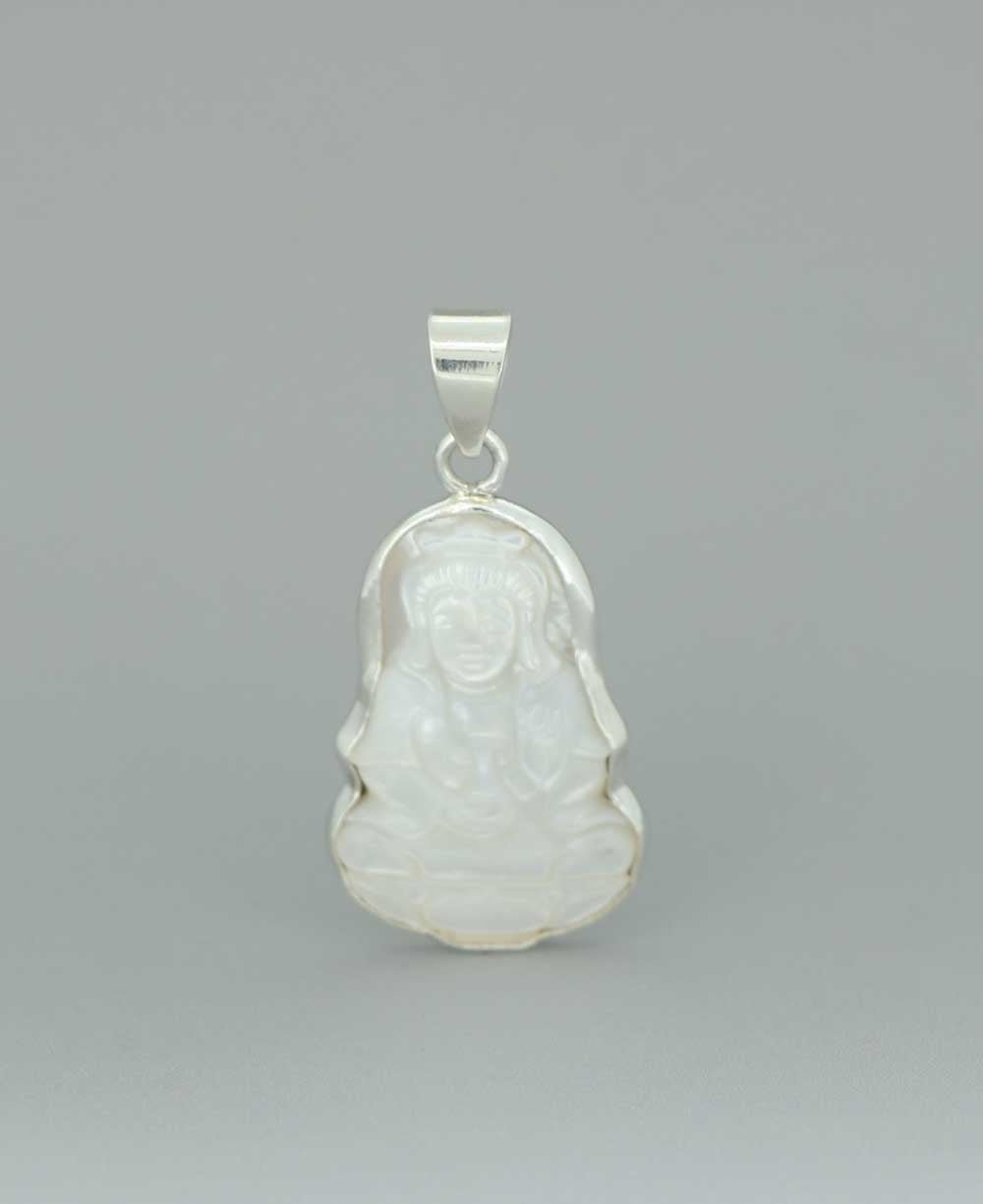 Sterling Silver Mother of Pearl Kwan Yin Pendant - Charms & Pendants