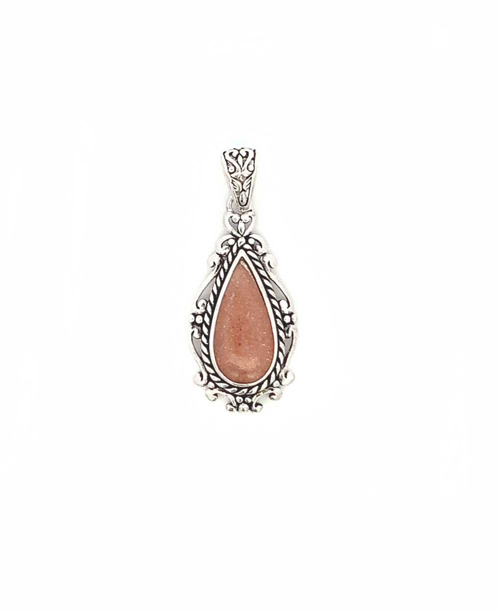 Sterling Silver Peach Moonstone Pendant - Charms & Pendants