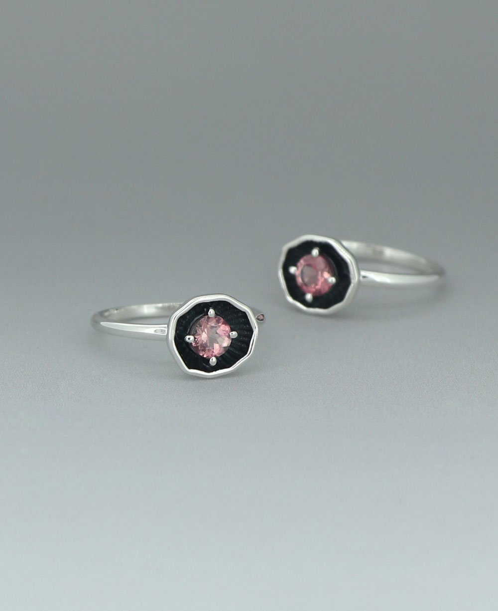 Sterling Silver Pink Tourmaline Ring - Rings 6