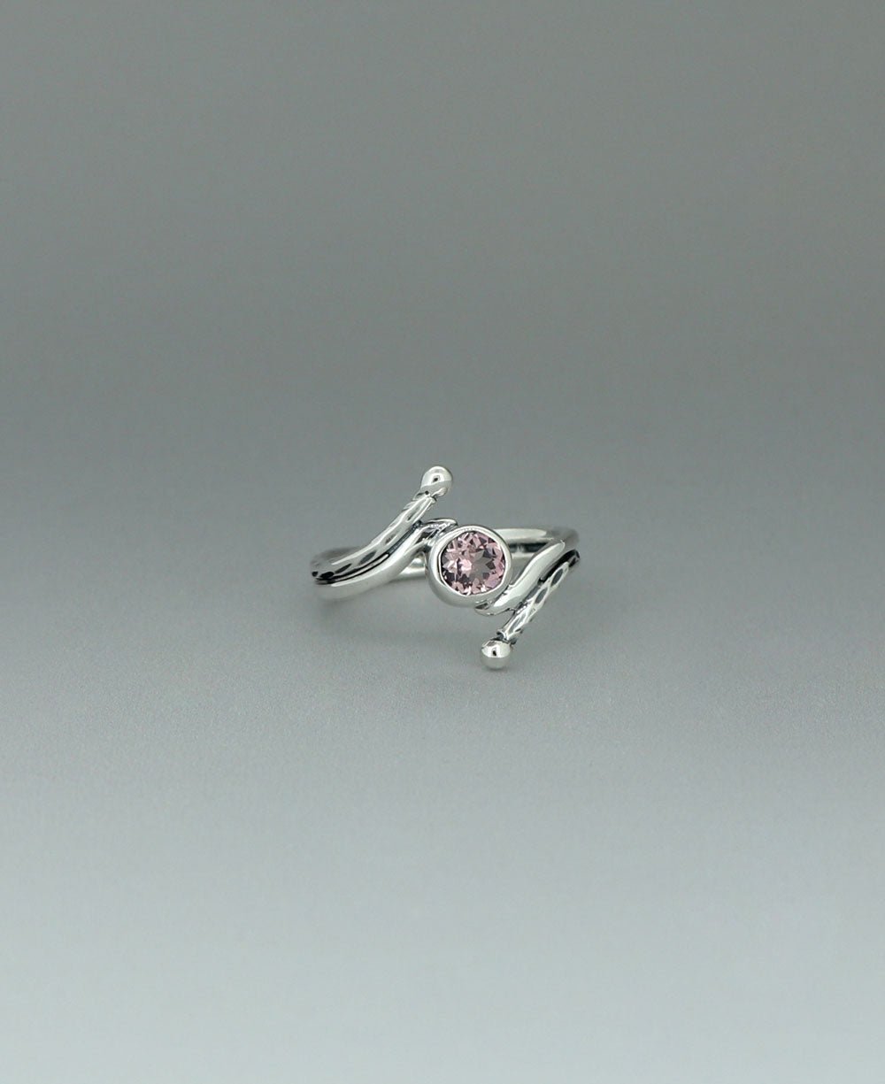 Sterling Silver Pink Tourmaline Ring With Rope Detailing - Rings 6