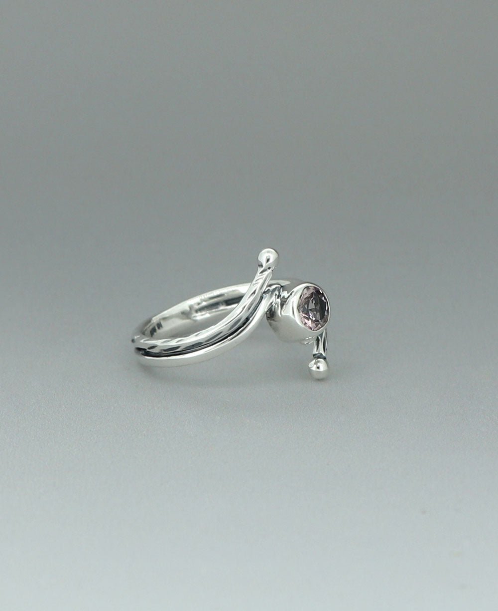 Sterling Silver Pink Tourmaline Ring With Rope Detailing - Rings 6