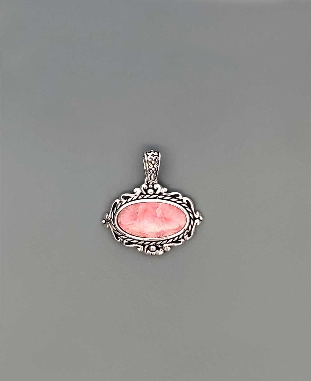 Rhodochrosite Pendant - Rhodochrosite and Sterling Silver Pendant - Rhodochrosite top Jewelry - Pink Rhodochrosite Necklace - Rhodochrosite