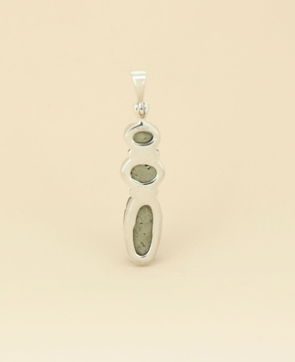 Sterling Silver Triple Stone Pyrite Cluster Gemstone Pendant - Charms & Pendants