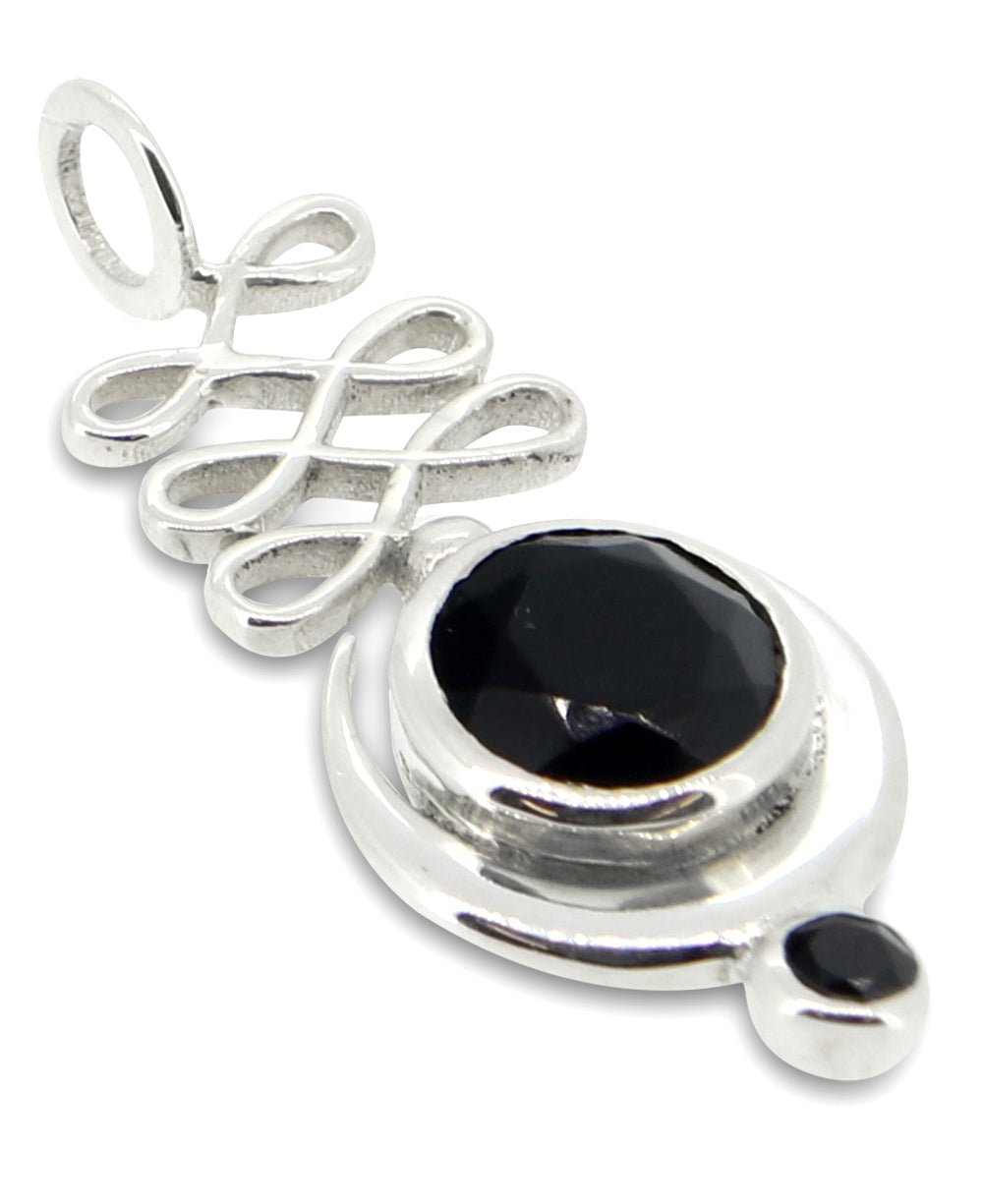 Sterling Silver Unalome Moon Black Onyx Pendant - Charms & Pendants