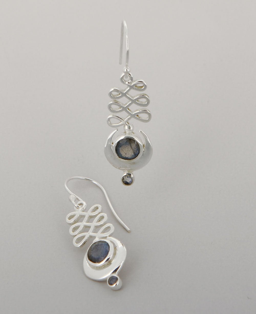 Sterling Silver Unalome Moon Labradorite Earrings - Earrings