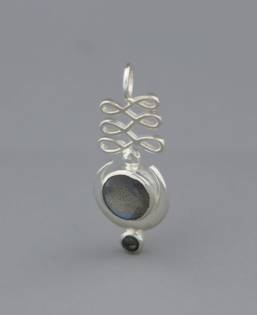 Sterling Silver Unalome Moon Labradorite Pendant - Charms & Pendants