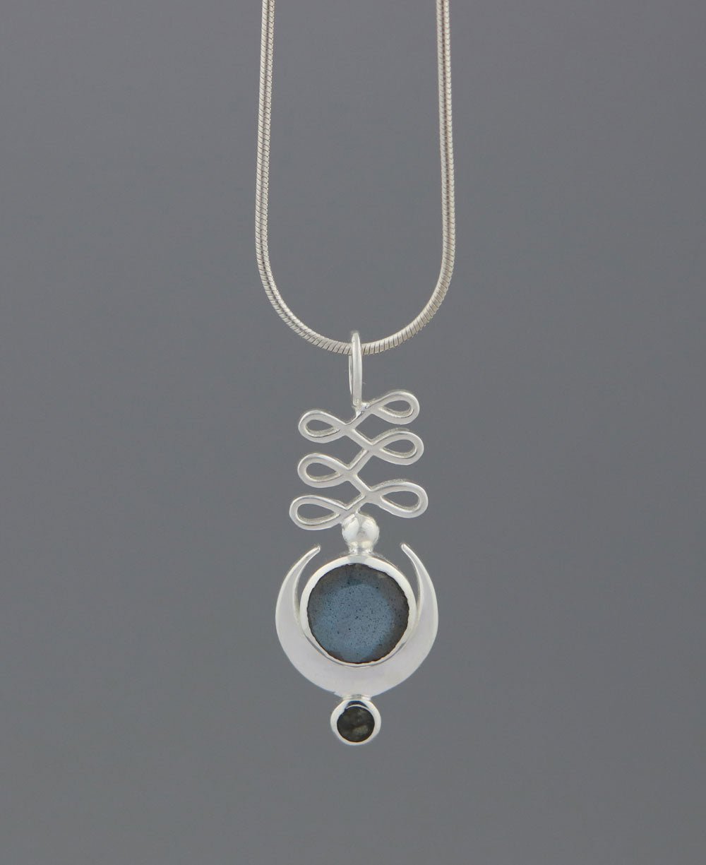 Sterling Silver Unalome Moon Labradorite Pendant - Charms & Pendants